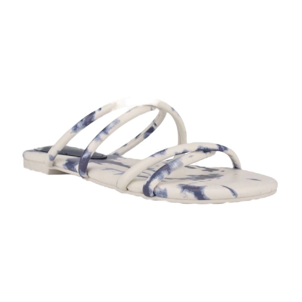 Nine West Bellah Tie Dye Blue White Sandals Womens Size 5 Summer Slip On Vaca